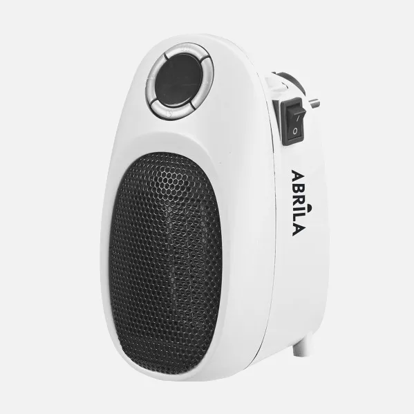 Mini Fan heater Ceramic Malasia 500w White Adjustable temperature, timer Safety Display 16x9x12cm