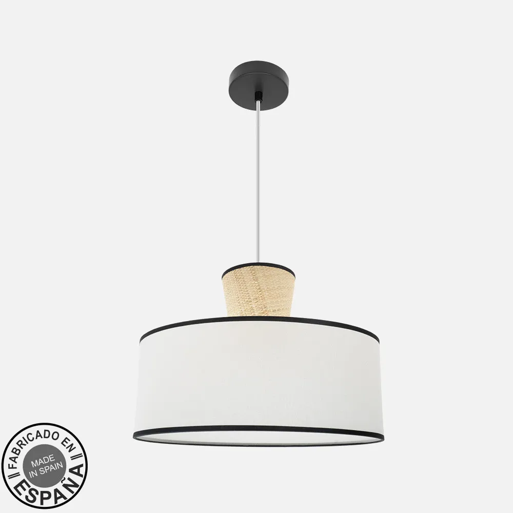 227695026 - Colgante Camboya 1xe27 Negro/Blanco/natural Regx50x50cm