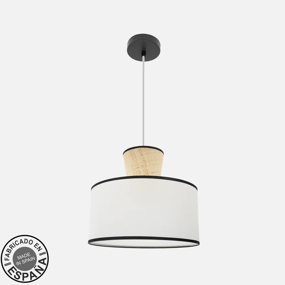 227694026 - Colgante Camboya 1xe27 Negro/blanco/natural Regx40x40cm