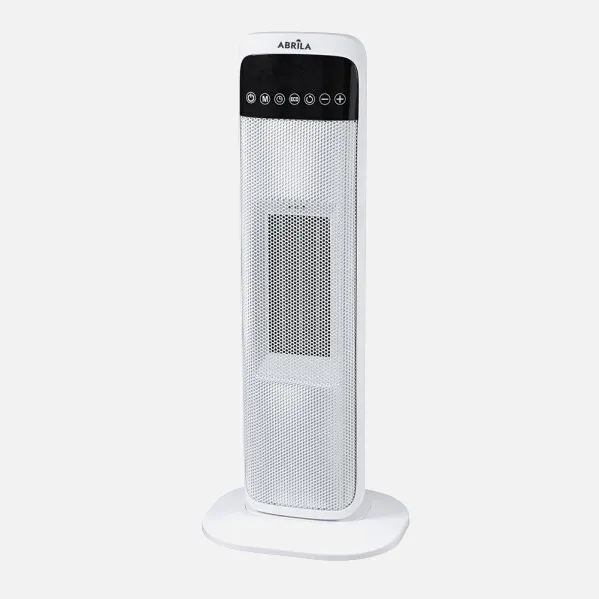 Fan heater Ceramic Vertical Guadalupe 2000w White/black 2 power levels oscillating Tip-over protection w/remote 62x21x15cm