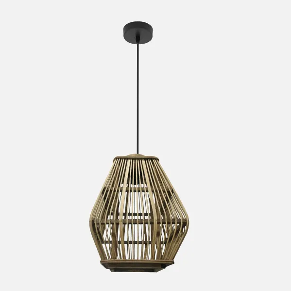Pendant light Tojar Black/Natural bamboo 1xe27 Regx23x23 Cm