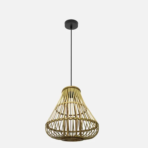 Pendant light Hormos Black/Natural bamboo 1xe27 Regx35x35 Cm