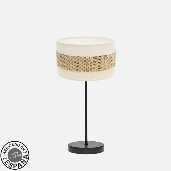 Sobremesa Pequeño Nicaragua 1xe14 Negro/blanco/natural 43x17x17Cm