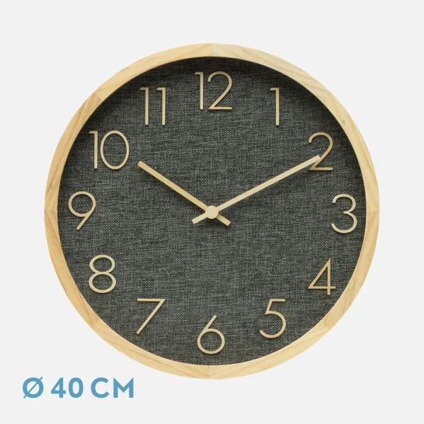 Wall Clock Rosellon Beech/Grey 40x40x4,5cm Continuous Movement