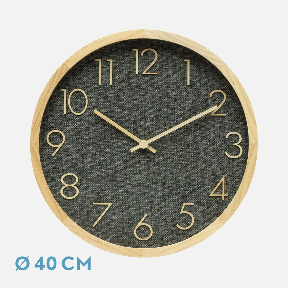 214714082 - Wall Clock Rosellon Beech/Grey 40x40x4,5cm Continuous Movement