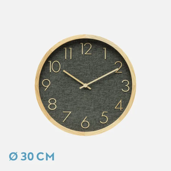 Wall Clock Rosellon Beech/Grey 30x30x4cm Continuous Movement