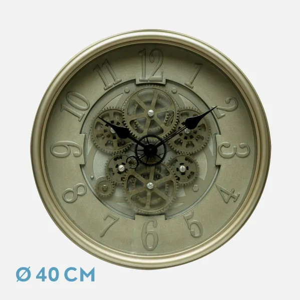 Reloj De Pared Alosno Cuero 40x40x7cm Engranajes Con Movimiento