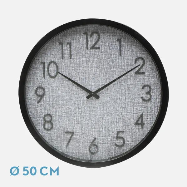 Reloj De Pared Higueron Negro/gris 50x50x5 Cm Movimiento Continuo