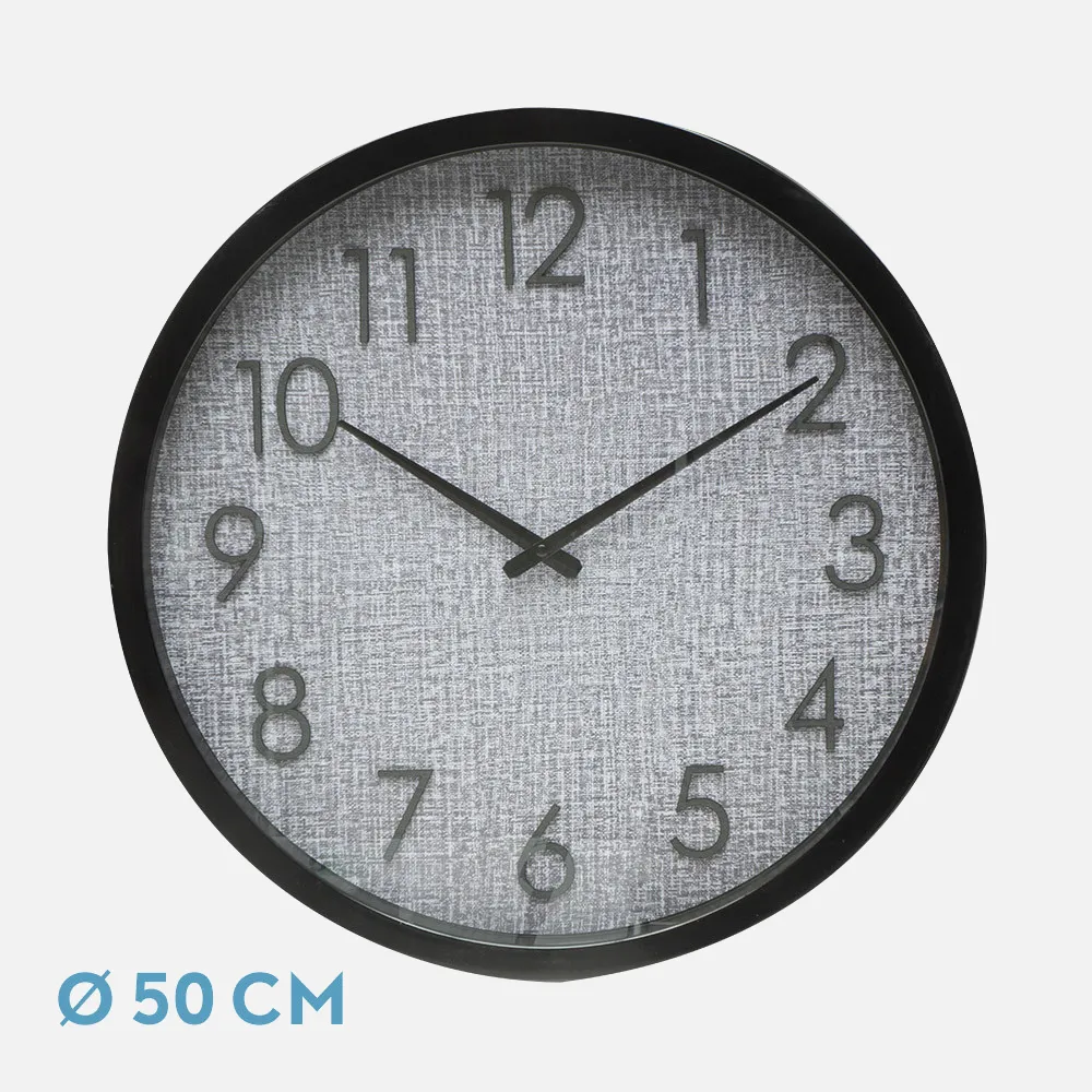Reloj De Pared Higueron Negro/gris 50x50x5 Cm Movimiento Continuo