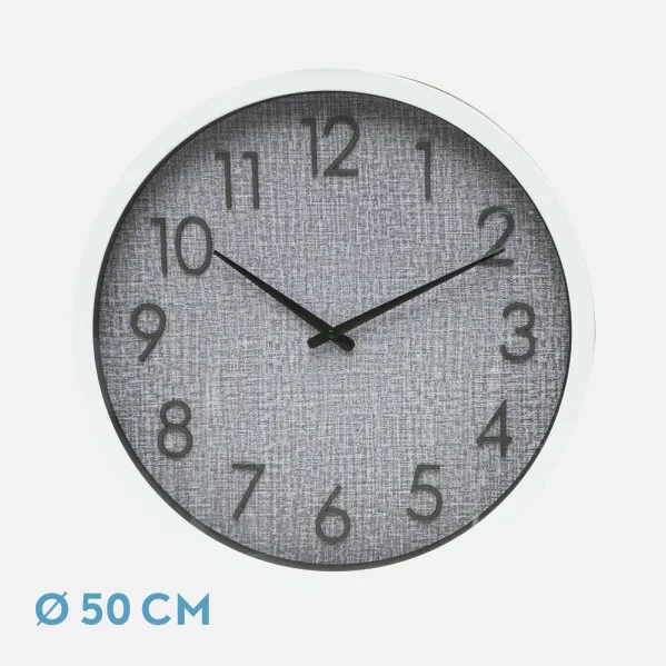 Reloj De Pared Higueron Blanco/gris 50x50x5 Cm Movimiento Continuo