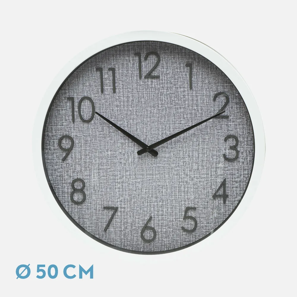220815001 - Reloj De Pared Higueron Blanco/gris 50x50x5 Cm Movimiento Continuo