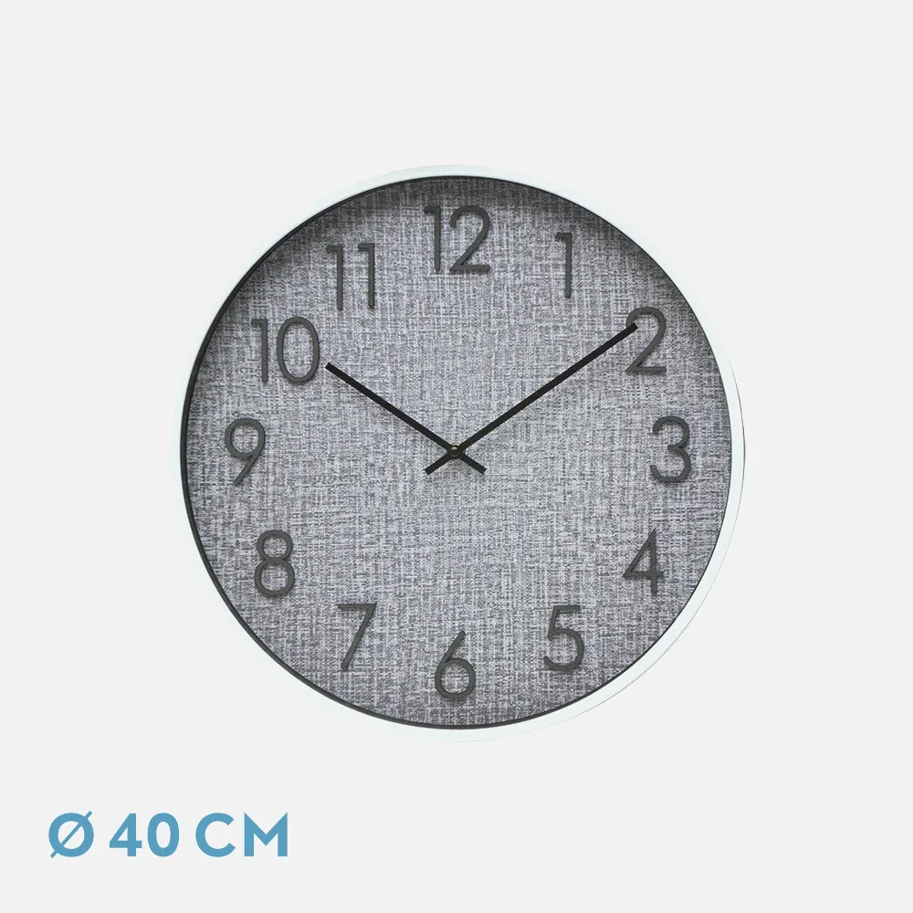 220814001 - Reloj De Pared Higueron Blanco/gris 40x40x4 Cm Movimiento Continuo