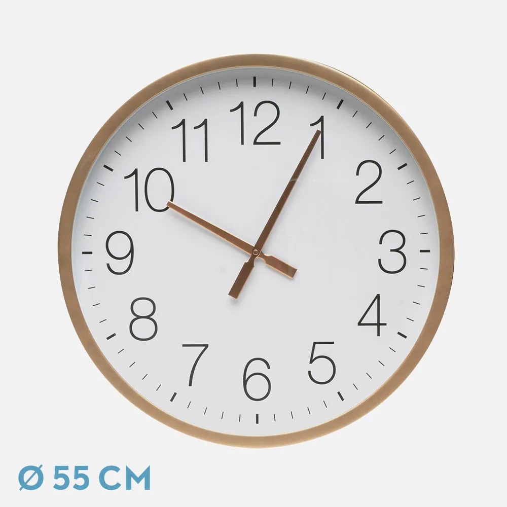 Reloj De Pared Turon Cobre/blanco 55x55x5 Cm Movimiento Continuo