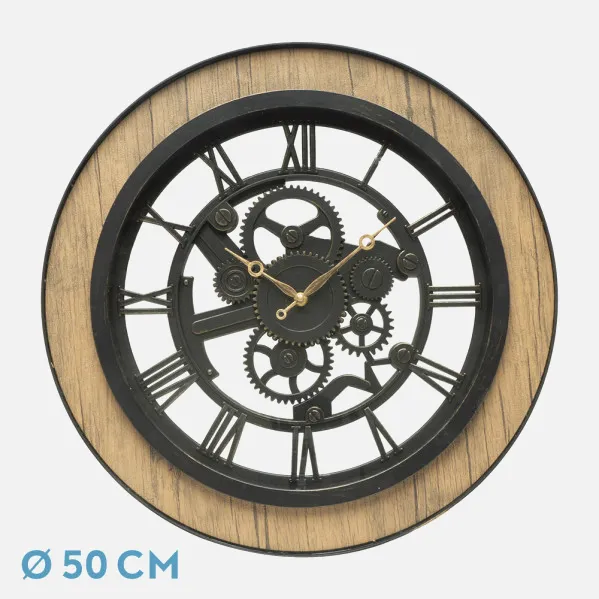 Reloj De Pared Rubite Negro/roble 50x50x5 Cm Movimiento Continuo