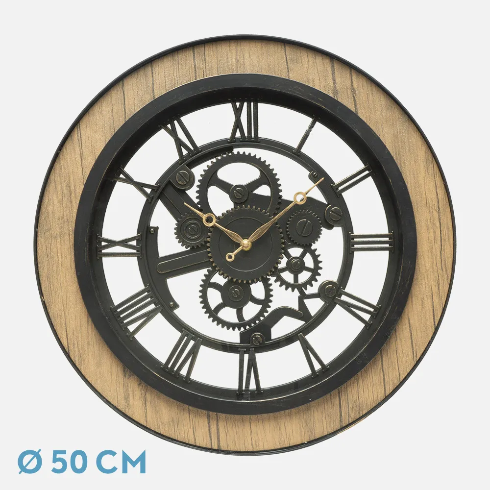 Reloj De Pared Rubite Negro/roble 50x50x5 Cm Movimiento Continuo