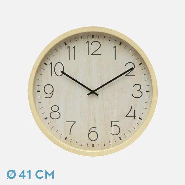 Wall Clock Padron Beech 41x41x5 Cm Continuous Movement