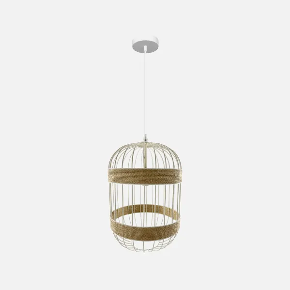 Colgante Piamonte 1xe14 Blanco/natural Regx26x26cm
