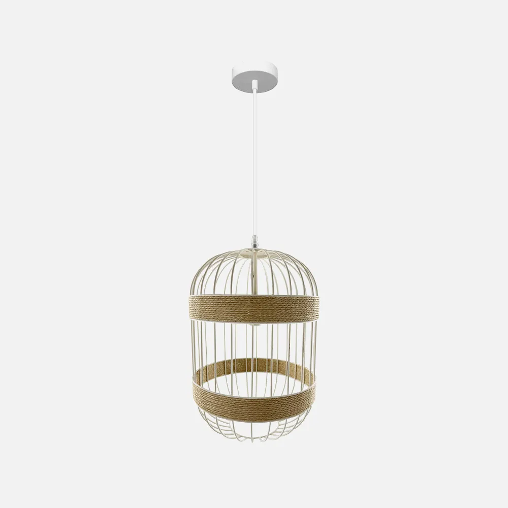 Colgante Piamonte 1xe14 Blanco/natural Regx26x26cm
