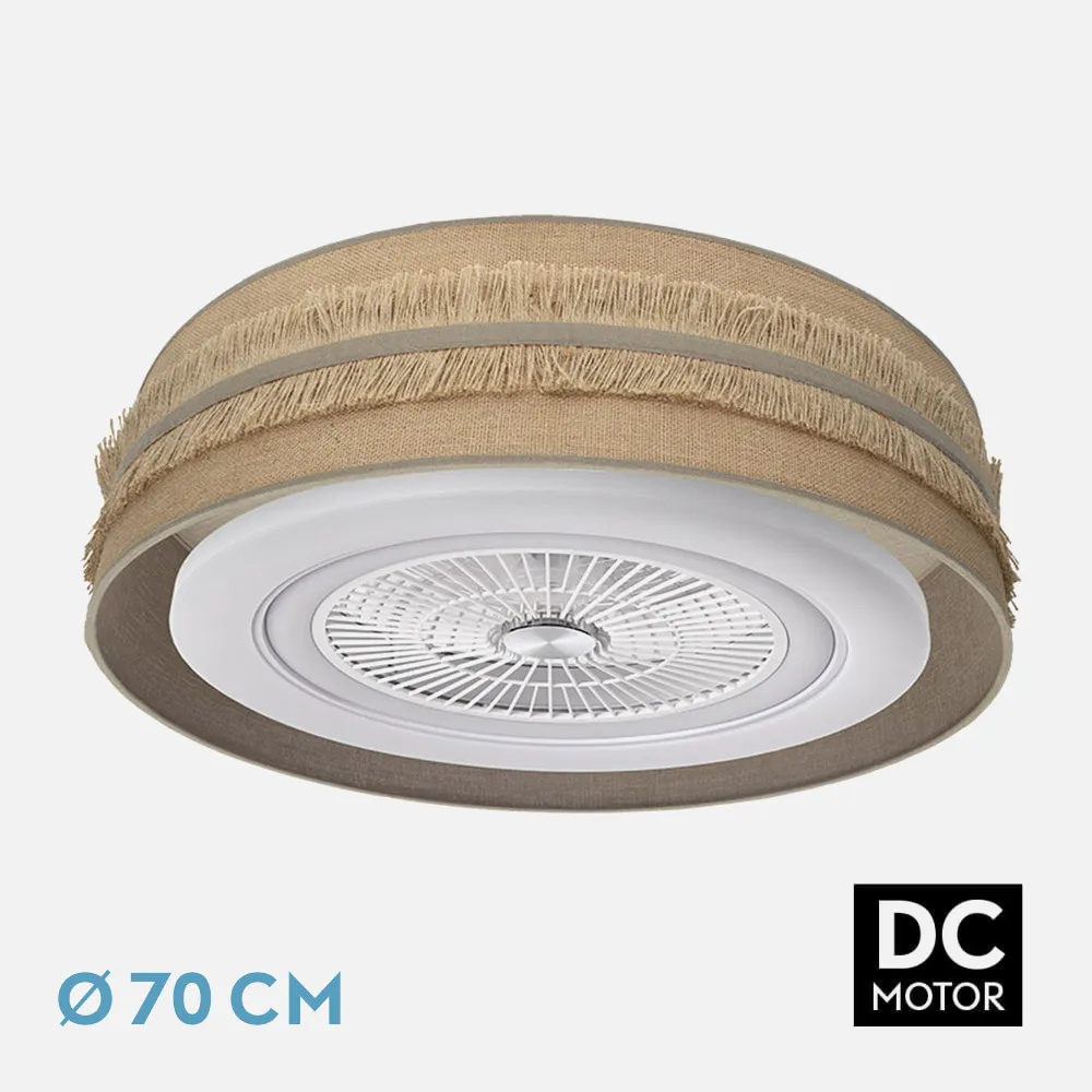 Ventilador Dc Natalia 72w Saco-beis 70d 5 Aspas 6 Veloc. 6120lm 3 Colores Remoto,memoria,temporizador,rg.Intensidad