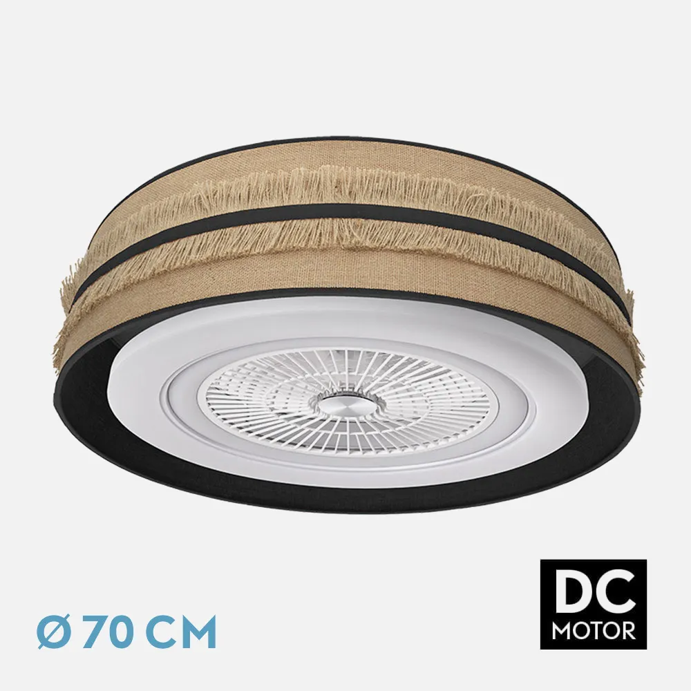 Ventilador Dc Natalia 72w Saco-negro 70d 5 Aspas 6 Veloc. 6120lm 3 Colores Remoto,memoria,temporizador,rg.Intensidad