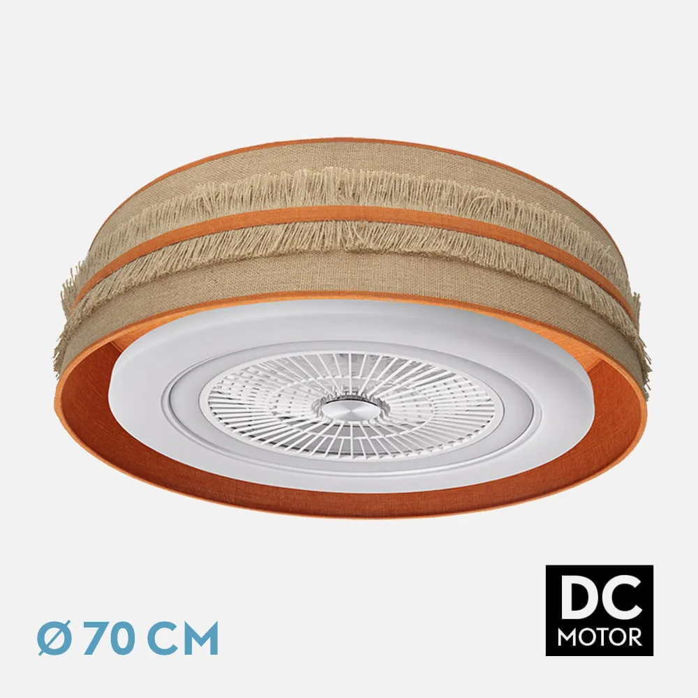 Ventilador Dc Natalia 72w Saco-naranja 70d 5 Aspas 6 Veloc. 6120lm 3 Colores Remoto,memoria,temporizador,rg.Intensidad