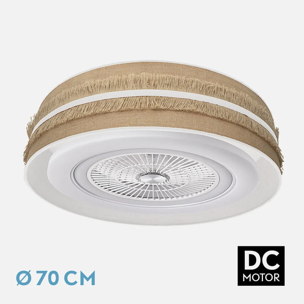 Ventilador Dc Natalia 72w Saco-blanco 70d 5 Aspas 6 Veloc. 6120lm 3 Colores Remoto,memoria,temporizador,rg.Intensidad