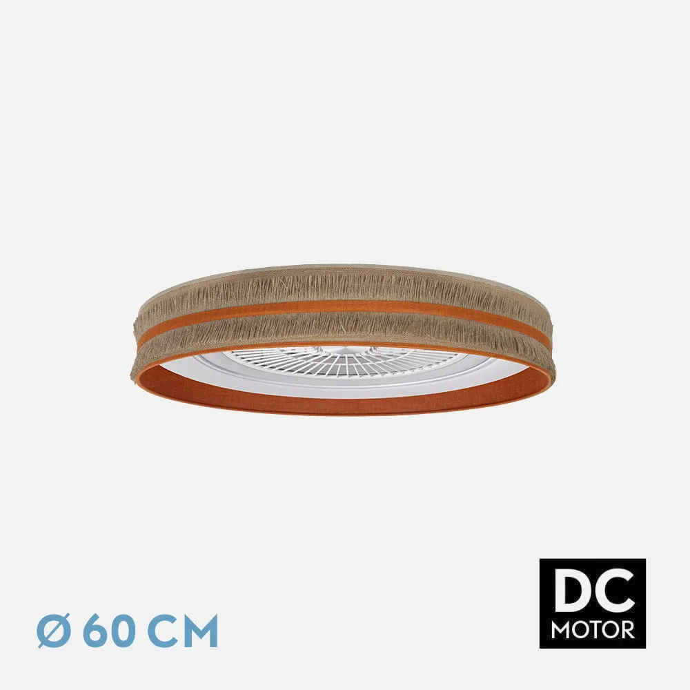 Ventilador  Dc Natalia 72w Saco-naranja 60d 5 Aspas 6 Veloc. 3 Colores 6120lm Remoto,memoria,temporizador,reg.Intensidad