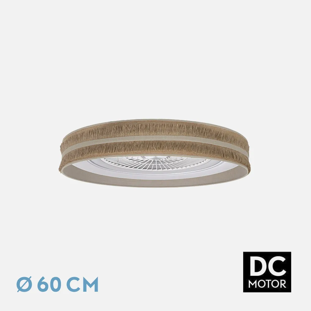 Ventilador DC Natalia 72w Saco-beis 60d 5 Aspas 6 Veloc. 3 Colores 6120lm Remoto,memoria,temporizador,reg.Intensidad
