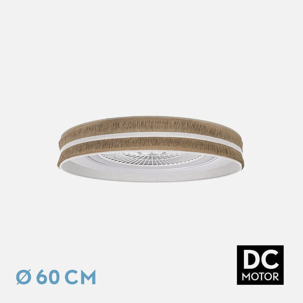 Ventilador Dc Natalia 72w Saco-blanco 60d 5 Aspas 6 Veloc. 3 Colores 6120lm Remoto,memoria,temporizador,reg.Intensidad