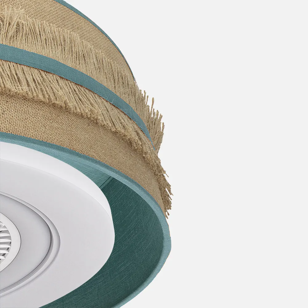Ventilador Dc Natalia 72w Saco-turquesa 70d 5 Aspas 6 Veloc. 6120lm 3 Colores Remoto,memoria,temporizador,rg.Intensidad