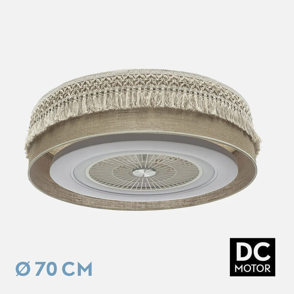 Ventilador  Dc Ekaterina 72w Saco 5 Aspas 6 Veloc. 70d 3 Colores 6120lm C/remoto, Memoria, Temporizador Y  Reg.Intensidad 