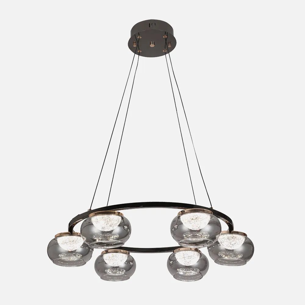 Colgante Pompeya 6l Negro 42w 3000-4000-6000k C/remoto Y Reg.intensidad 3780lm Regx67x67 Cm