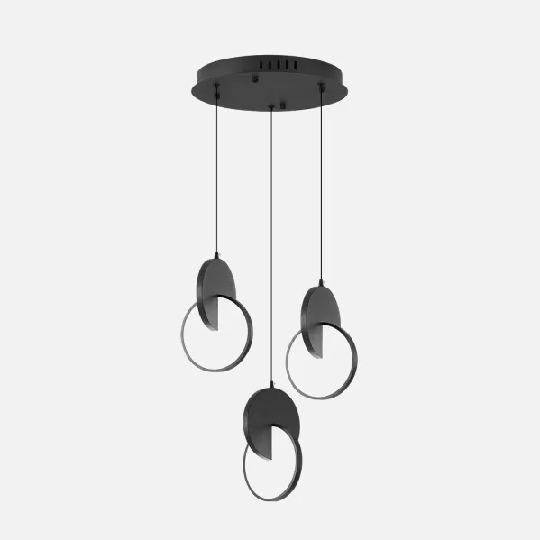 Plafon Colgante Carlota 3l Negro 51w 6500k 7140lm Regx33x29cm