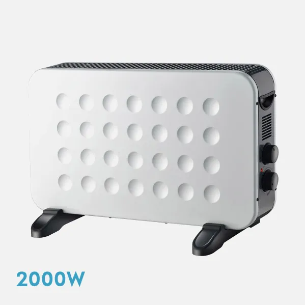 Convector heater Home 2000w White/black 2 powers Dimmable therm. Overheat prot.,Turbo 38x61x22cm
