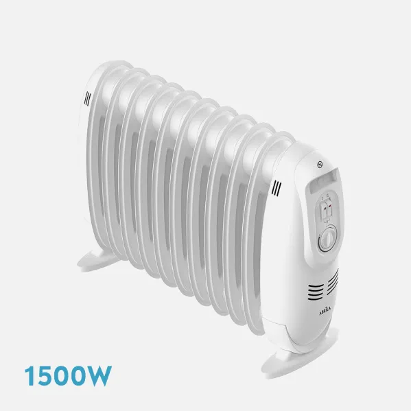 Oil Radiator Irlanda 1500w White 3 power levels Thermostat Reg. 11 elements Safety protec. carry handle 38,2x51x18cm