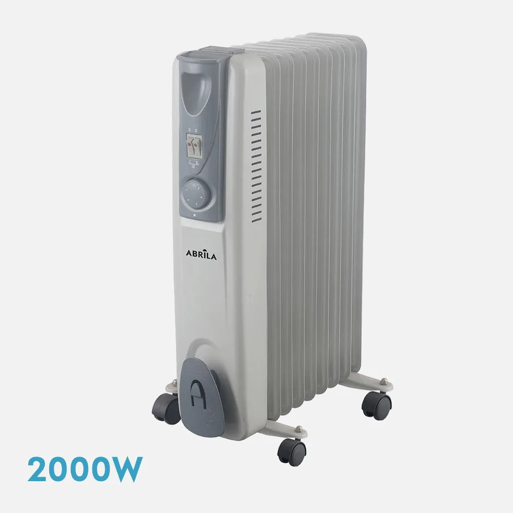 Radiador Aceite Confort 2000w 9elementos Gris 3otenc.,ruedas Termostato Reg. Luz Indicadora 59x40x24 Cm