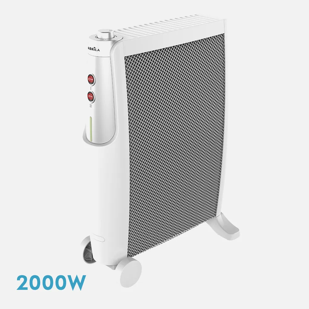 Radiador De Mica Imperial 2000w 2elem Blanco/plata 2 Potencias Antivuelco,termostato,c/ruedas 66x48,5x23cm