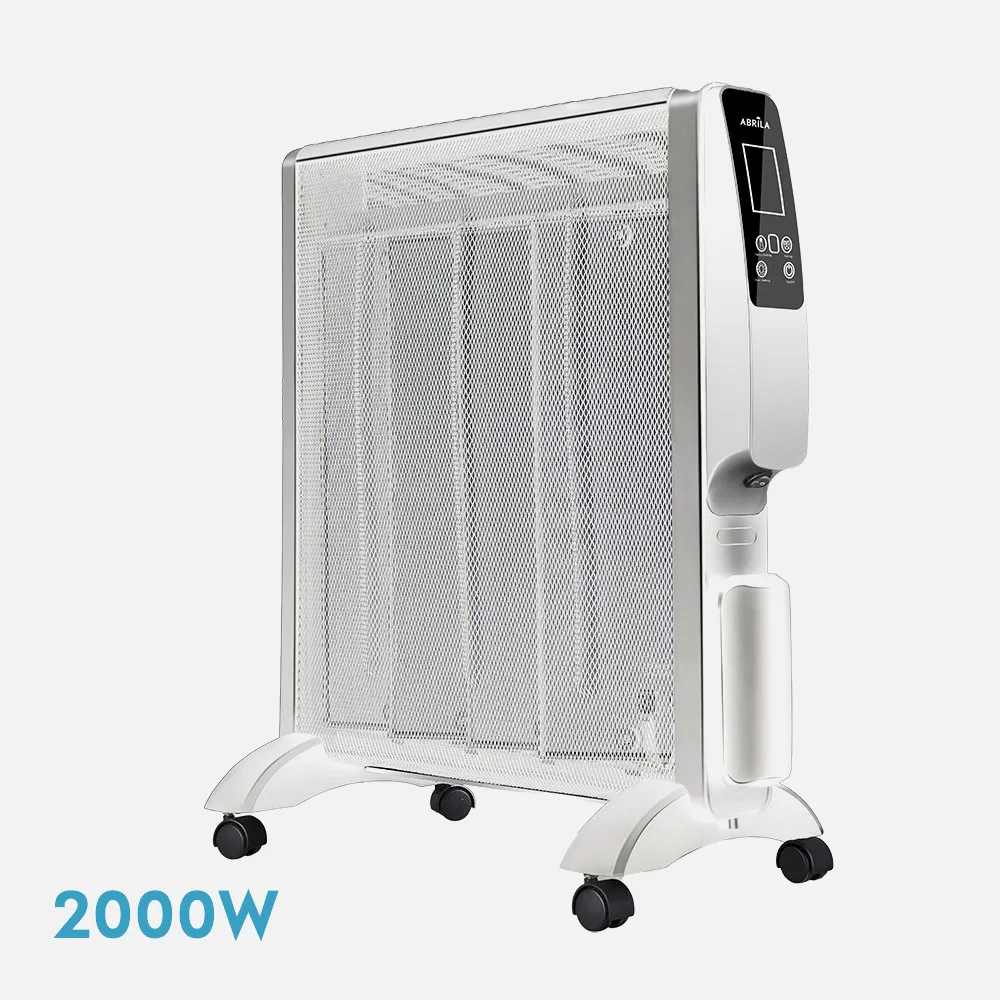 202022074 - Radiador De Mica Abrigo 2000w 4elem Blanco/plata Remoto 2potencias Antivuelco Temporiz.display 61,5x56x26,5 Cm