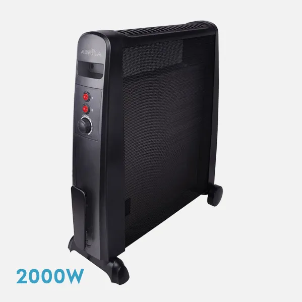 Radiador De Mica Otoño 2000w 2elementos Negro 2poteencias Antivuelco,termostato, C/ruedas 64,8x52,5x23cm