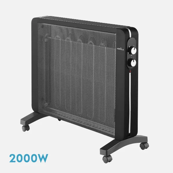 Radiator Mica Manglar 2000w Black 2powers Tip-over protection Saf. prot. Dimmable thermostat 62x73,2x26 Cm