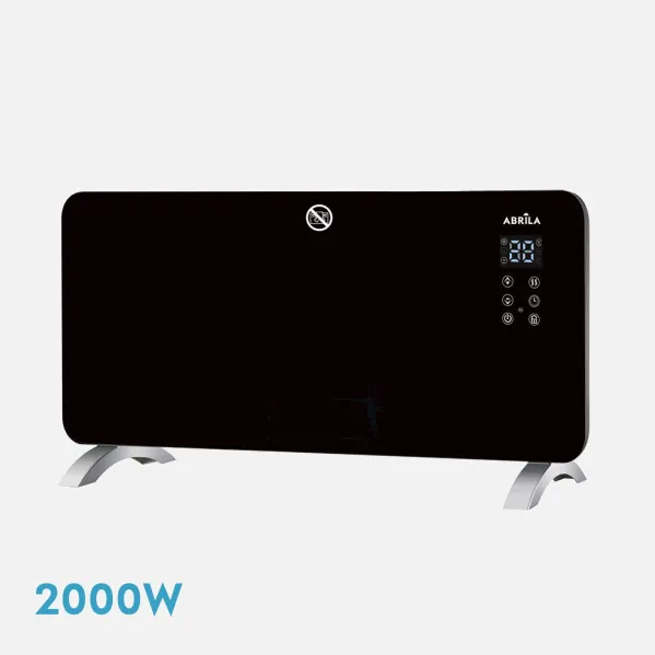 Emisor Termico Cristal Gaban 2000w Negro Control Wifi 2potencias Temporiz.mural/portat.38x92x6,68 Cm