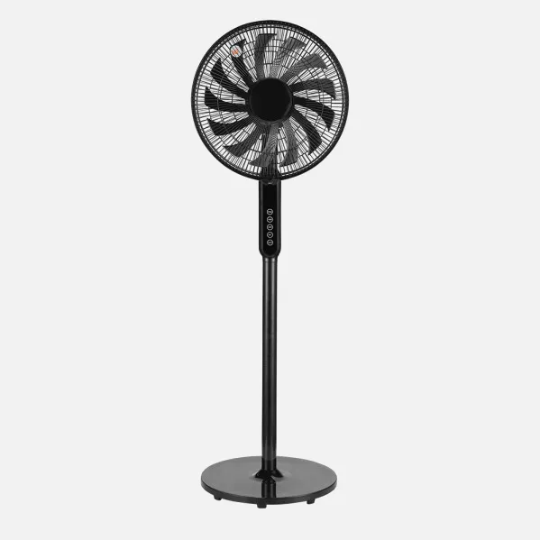Ventilador De Pie Torbellino Negro 3velocidades 60w 13aspas Regx41x41 Display Oscilante, Remoto, Temporizador