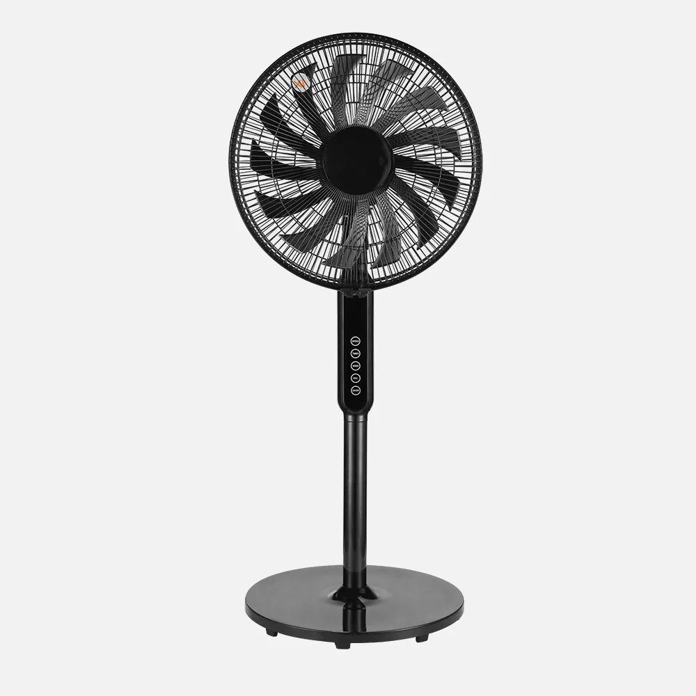 Ventilador De Pie Torbellino Negro 3velocidades 60w 13aspas Regx41x41 Display Oscilante, Remoto, Temporizador