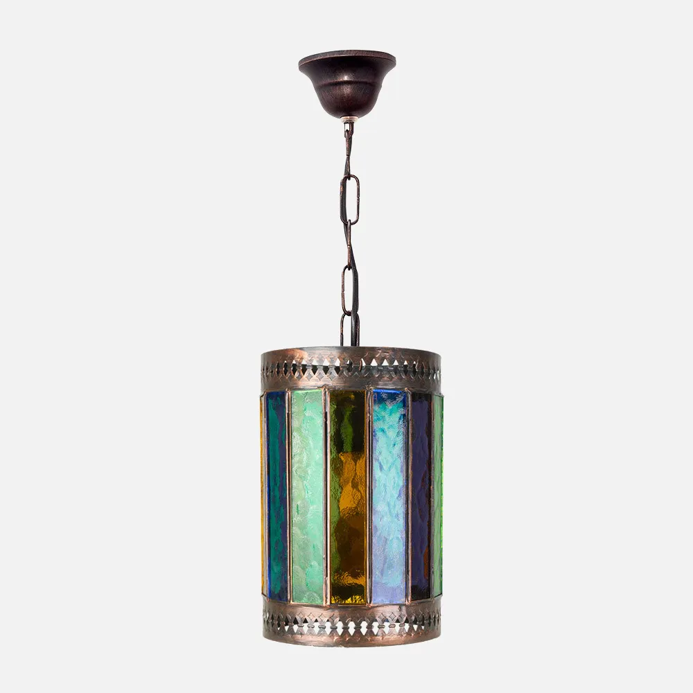Colgante Artesanal Casablanca 1xe27 Marron/colores Regx18d