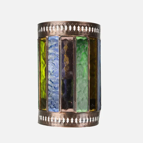 Lâmpada de parede artesanal Casablanca 1xe27 Marrom/cores 25x16d