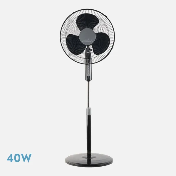 Ventilador De Pie Etesio Negro 3 Velocidades 40w Oscilante 3 Aspas blancas Regx43x40 Cm