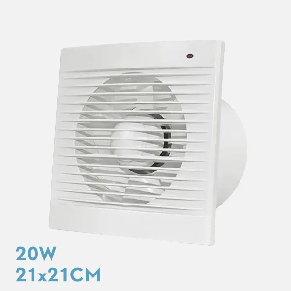 Extractor fan Bath Trani White 20w 21x21x8,3cm Squared For Tubes 15cm