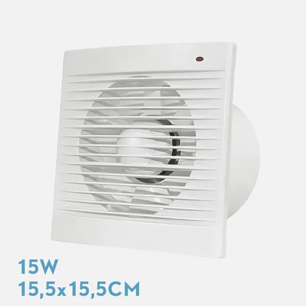 Extractor Baño Trani Blanco 15w 15,5x15,5x8,2cm Cuadrado Para Tubos 10cm
