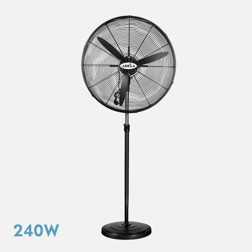 Ventilador De Pie Industrial Tormenta Negro 3velocidades 240w 3aspas Fijo Y Rotatorio Regx71x71 Cm