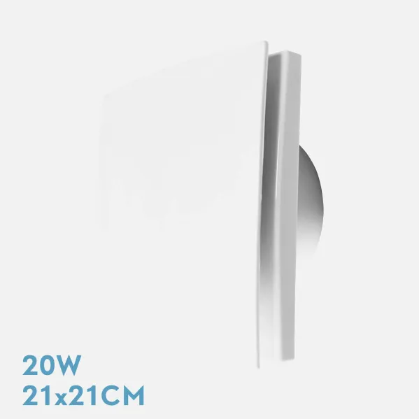 Extractor fan Bath Lille White 20w 21x21x9,5cm Squared For Tubes 15cm